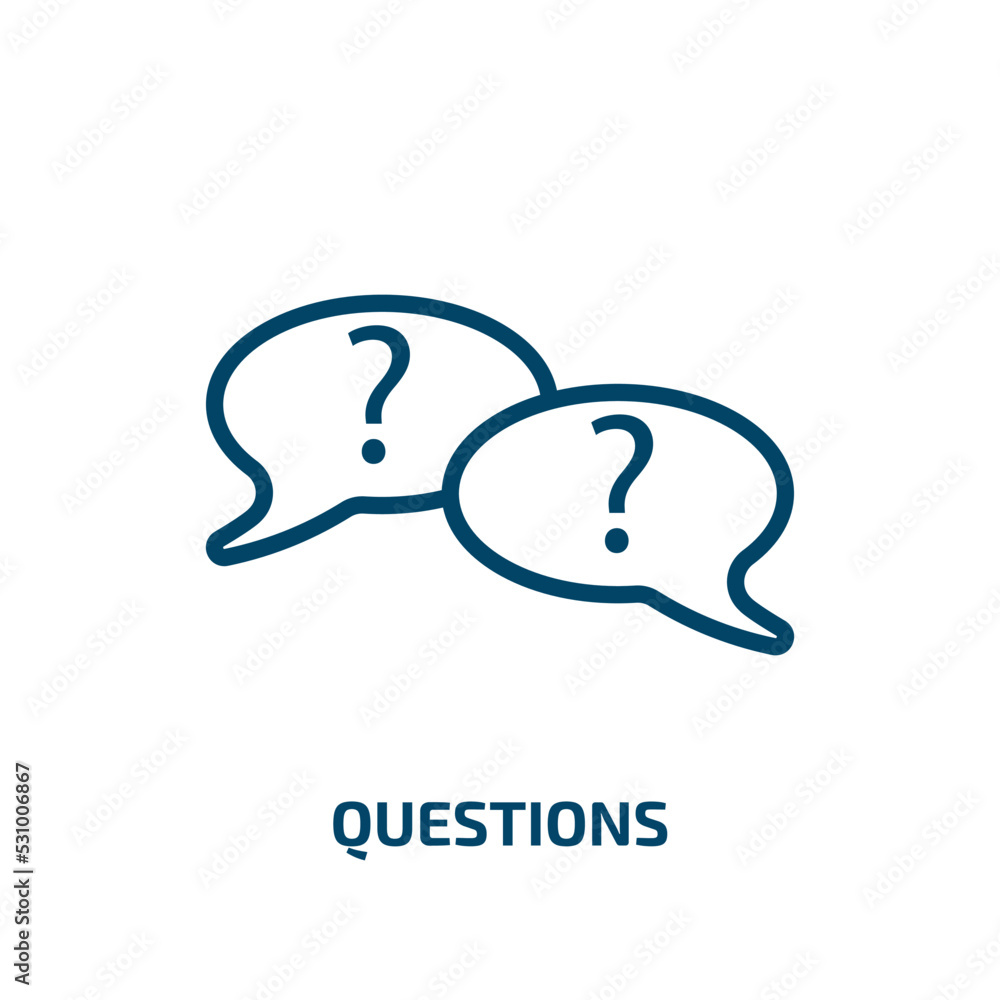 Poster questions icon from brain process collection. thin linear questions, question, communication outline