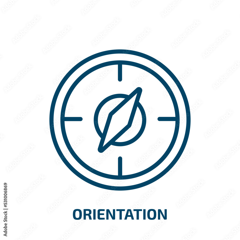 Poster orientation icon from brain process collection. thin linear orientation, arrow, cursor outline icon 