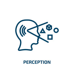 perception icon from brain process collection. Thin linear perception, human, medical outline icon isolated on white background. Line vector perception sign, symbol for web and mobile