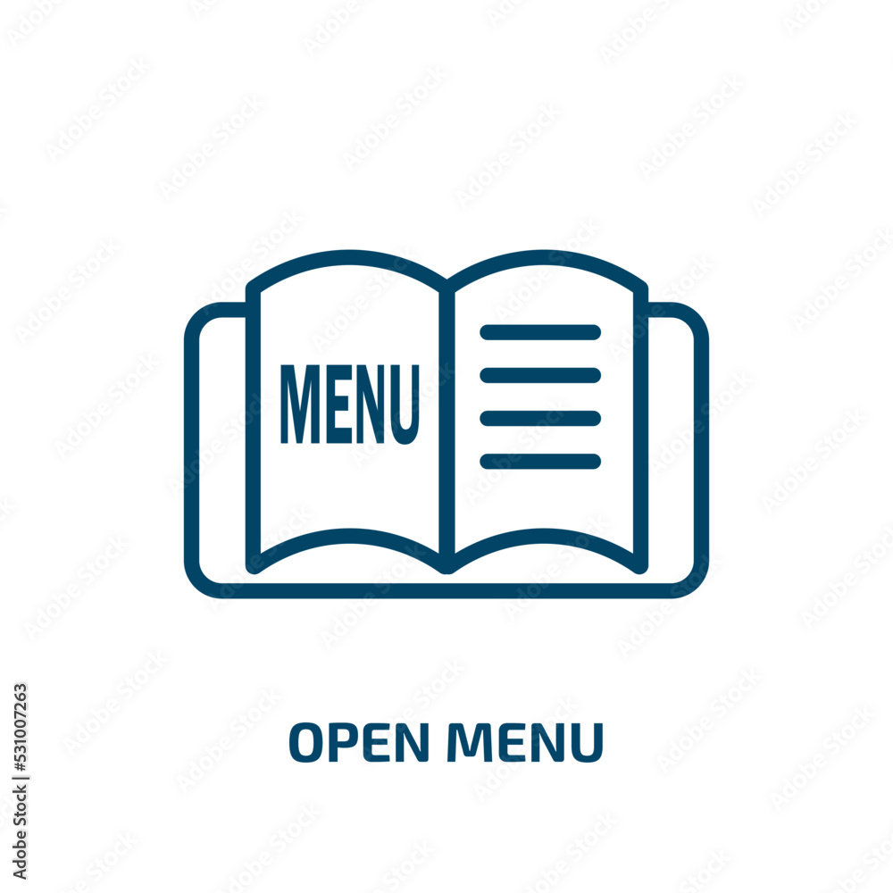 Poster open menu icon from bistro and restaurant collection. thin linear open menu, menu, open outline icon