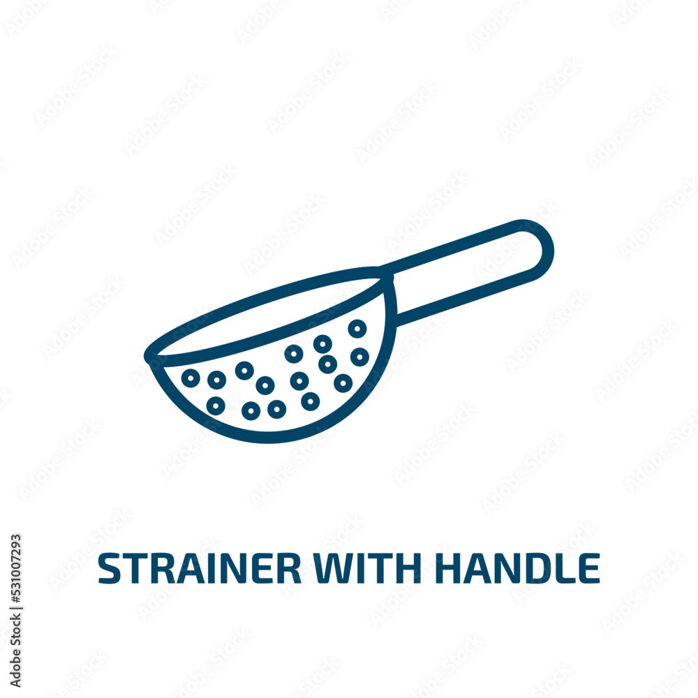 Poster strainer with handle icon from bistro and restaurant collection. thin linear strainer with handle, h