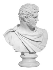 Ancient white marble sculpture bust of Caracalla. Marcus Aurelius Severus Antoninus Augustus known...