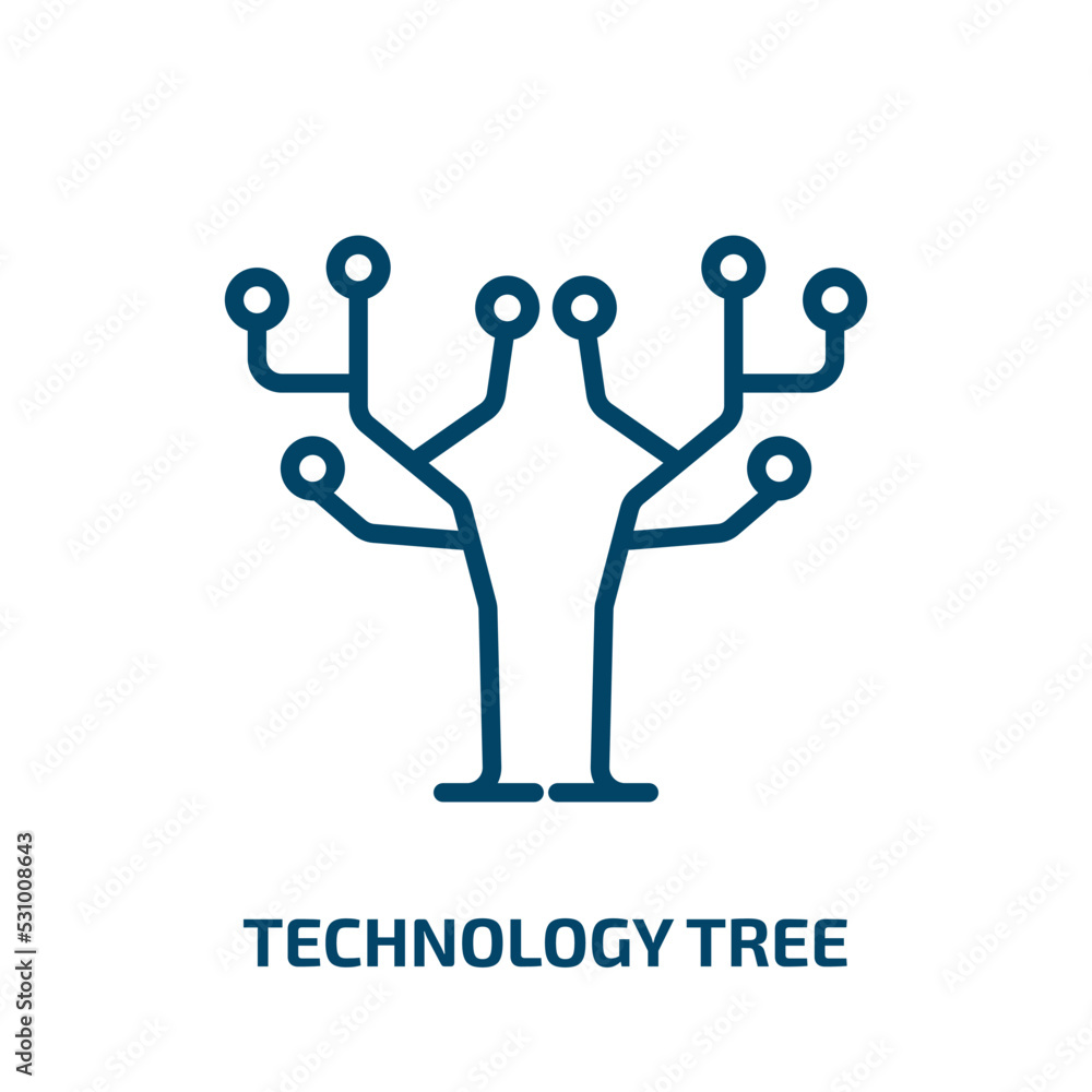 Poster technology tree icon from artificial intellegence and future technology collection. thin linear tech