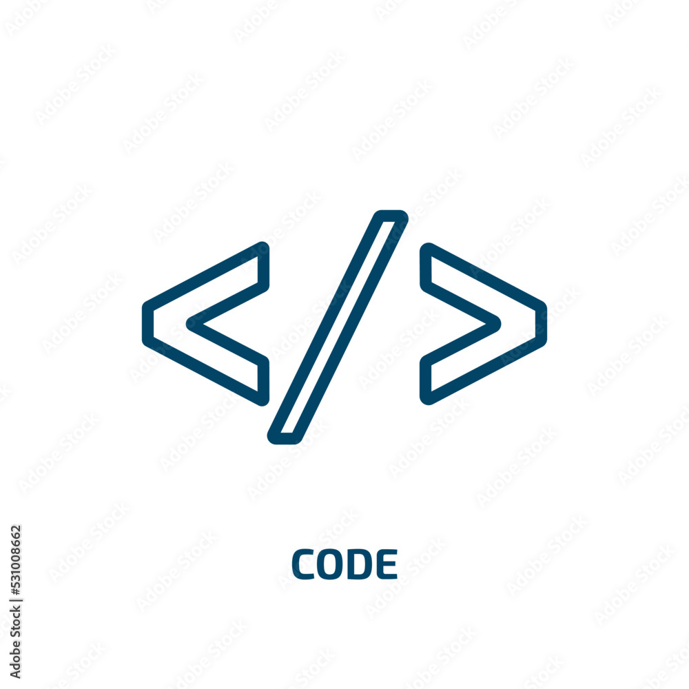 Poster code icon from artificial intellegence and future technology collection. thin linear code, phone, ap