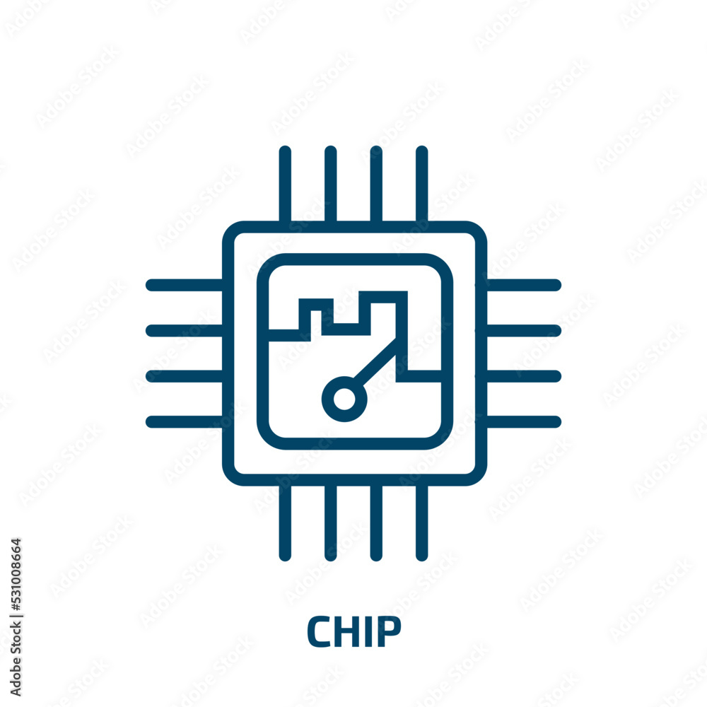 Poster chip icon from artificial intellegence and future technology collection. thin linear chip, network, 