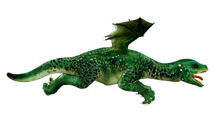 3D Rendering Fairy Tale Dragon on White