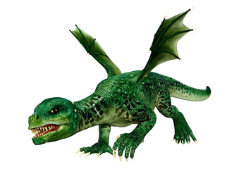 3D Rendering Fairy Tale Dragon on White