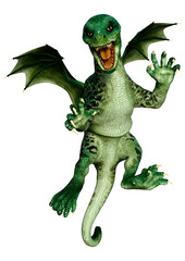 3D Rendering Fairy Tale Dragon on White