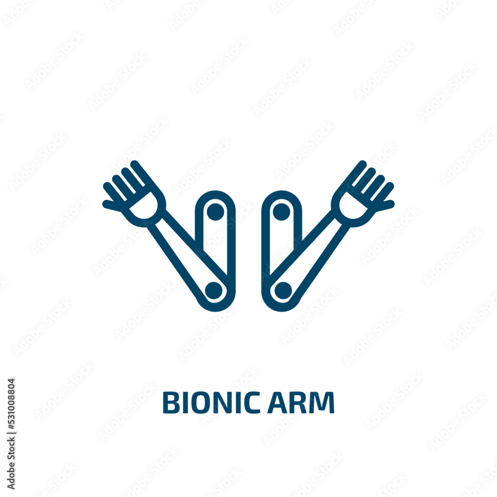 Poster bionic arm icon from artificial intellegence and future technology collection. thin linear bionic ar