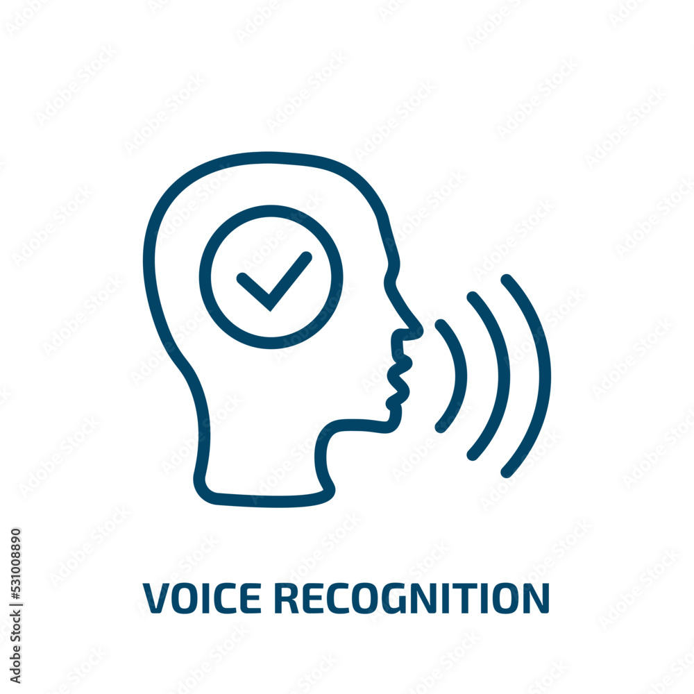 Aufkleber voice recognition icon from artificial intellegence and future technology collection. thin linear vo