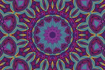 Colorful ethnic festive abstract floral chrysanthemum vector pattern