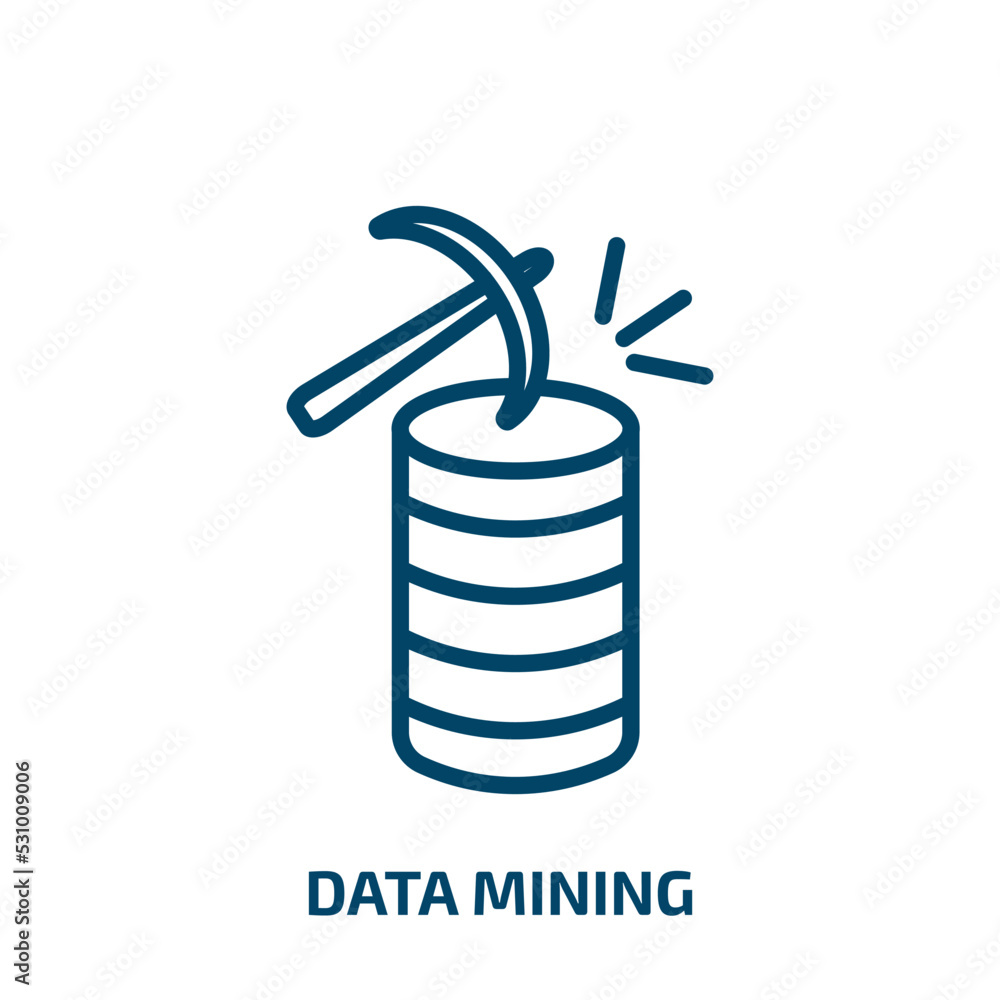 Poster data mining icon from artificial intellegence and future technology collection. thin linear data min