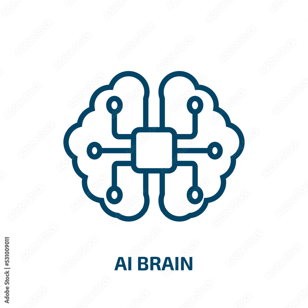 Aufkleber ai brain icon from artificial intellegence and future technology collection. thin linear ai brain, a