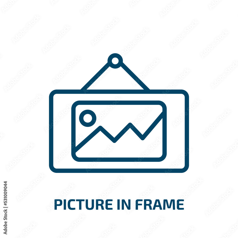 Poster picture in frame icon from art collection. thin linear picture in frame, picture, frame outline icon