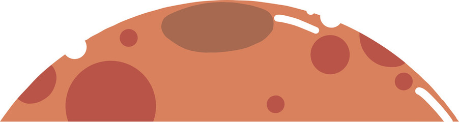 Planet or moon coming up from the bottom of the screen. Half Planet with craters.