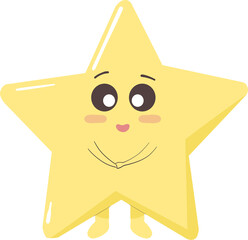 Cute Star Illustration with hands and face. Cartoon Star. 
