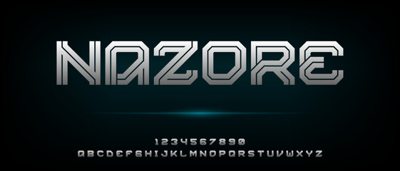 Digital modern futuristic alphabet font with urban style template
