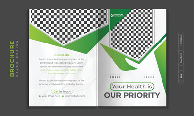 Medical Brochure cover design or profile template set for healthcare. 
poster, annual report, catalog, and flyer in A4 with colorful geometric shapes.