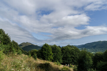 Fototapeta na wymiar Bieszczady panorama z połoniny Wetlińskiej 