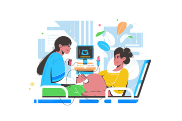 Ultrasound procedure of pregnant woman, healthcare work