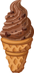 chocolate chip ice cream, sorbet, ice cream vector illustration
