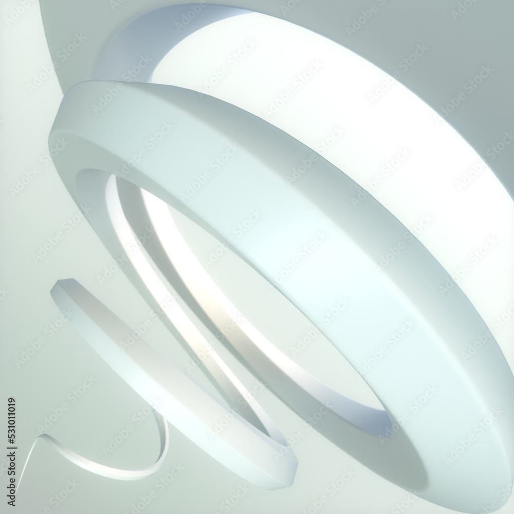 Poster 3d rendering digital illustration of a white helix. Line art optical illusion. Abstract background
