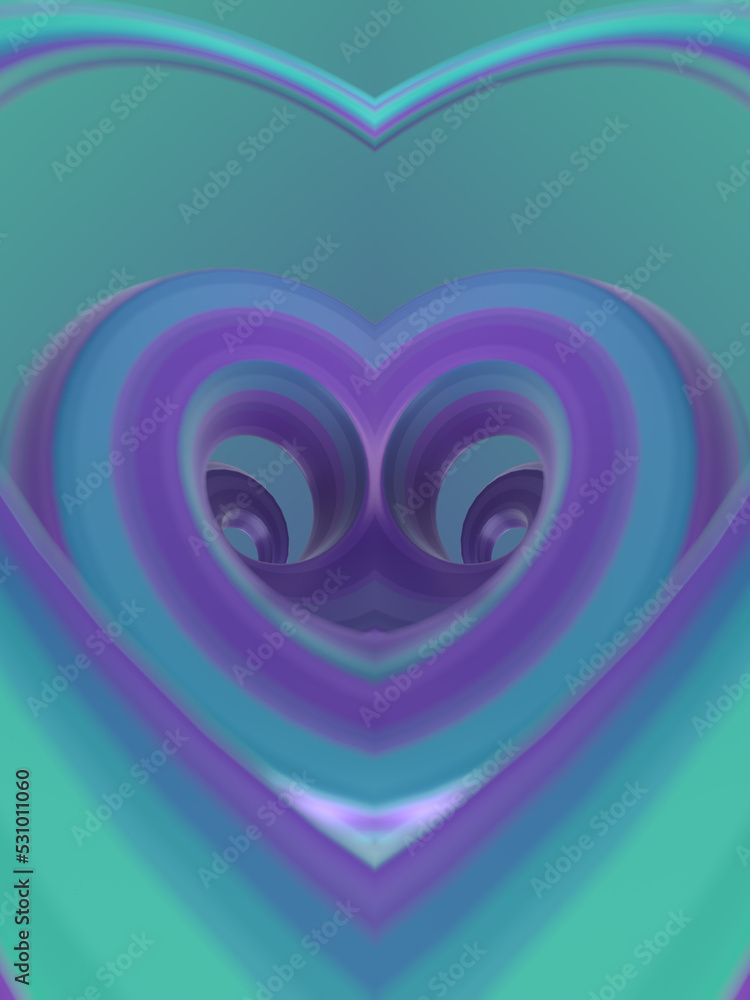 Aufkleber neon colored geometry with depth of field. trendy background. abstract art design. 3d rendering digi