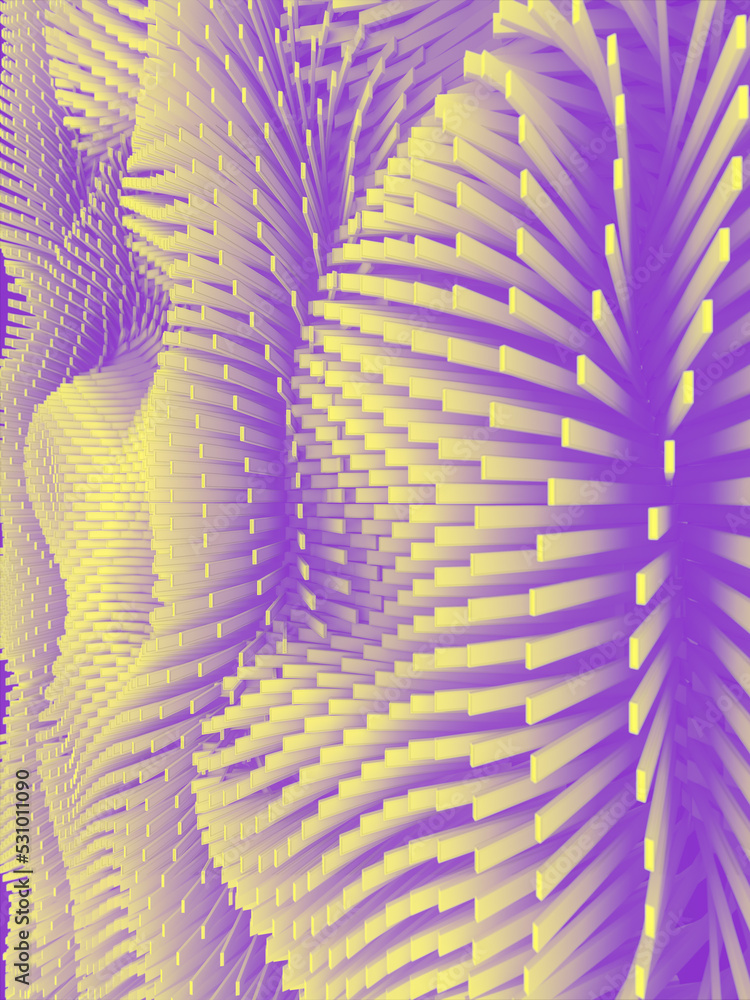 Leinwandbilder Wavy background of simple geometric shapes with trendy gradient. 3d rendering digital illustration