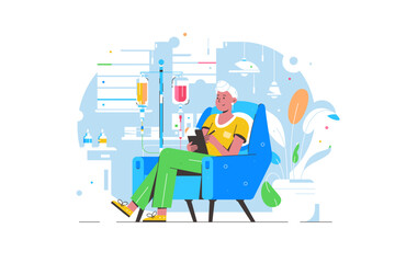 Patient suffer from cancer disease, spending relax time