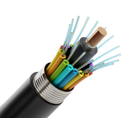 Fiber optical cable detail. Transparent background. - obrazy, fototapety, plakaty