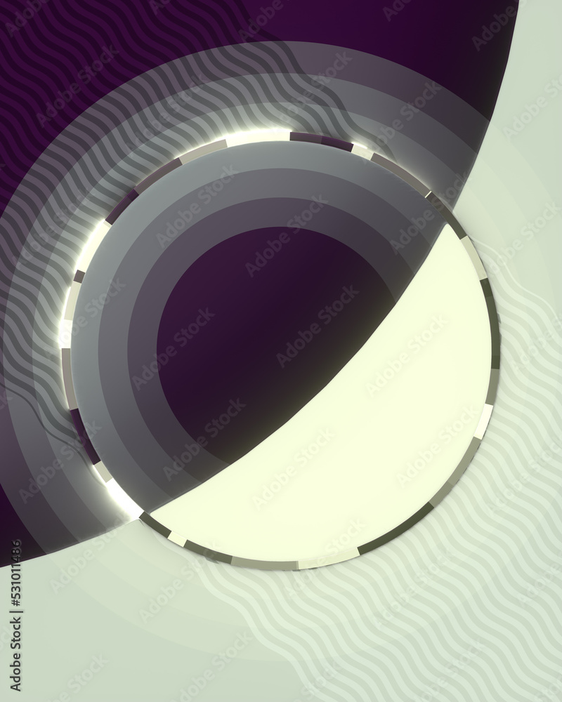 Poster composition with luminous spinning rings. abstract light background. 3d rendering digital illustrati