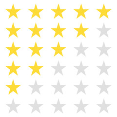 Sterne Bewertung - 5 bis 0 Sterne zum Bewerten von Qualität und Service