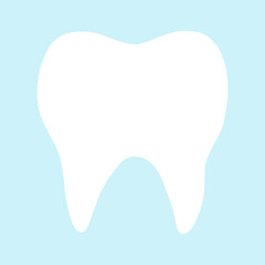 Clean healthy tooth in flat style on blue background. Vector illustration of teeth, dental care concept, oral hygiene