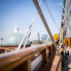 Ropes  and view on the cutty sark in London