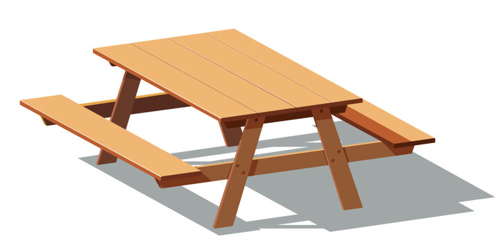 Wooden picnic table: Isometric vector illustration