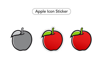 Apple Sticker. Apple Vector Icons. Fruit colorful Clip art. Black and white Icon.