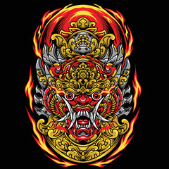 Illustration vector graphic of balinese barong mecha.can be used as a poster,t-shirt,merch,etc