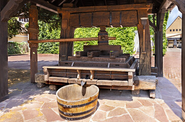 old press for grapes in the commune of Eguisheim France