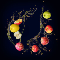 Juicy tasty apple with bursts of juice is full of vitamins