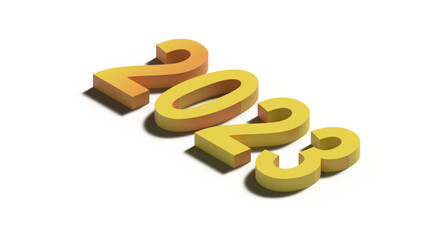 2023 on a white background. 3D visualization. Vector illustration.
