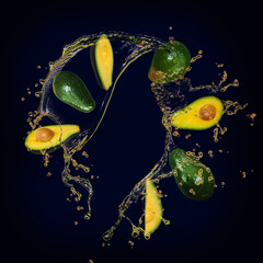 Obraz na płótnie Canvas Juicy tasty avocado with splashes of juice