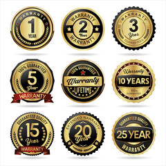 Collection of customer satisfaction warranty guaranteed golden badge 