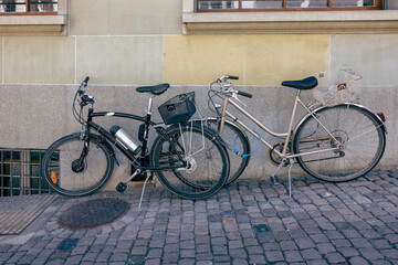 Fototapeta na wymiar Bicycles on the street