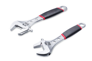 Adjustable wrench on a white isolated background