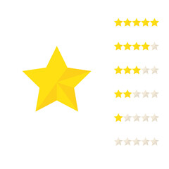 Gold star illustration, rating icon set