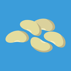 white beans on a blue background