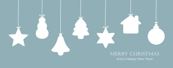 merry christmas card with white hanging decoration