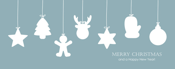 merry christmas card with white hanging decoration