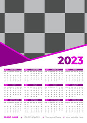  Calendar 2023 week start Sunday corporate design template vector.

