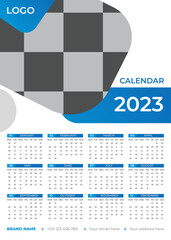  Calendar 2023 week start Sunday corporate design template vector.
